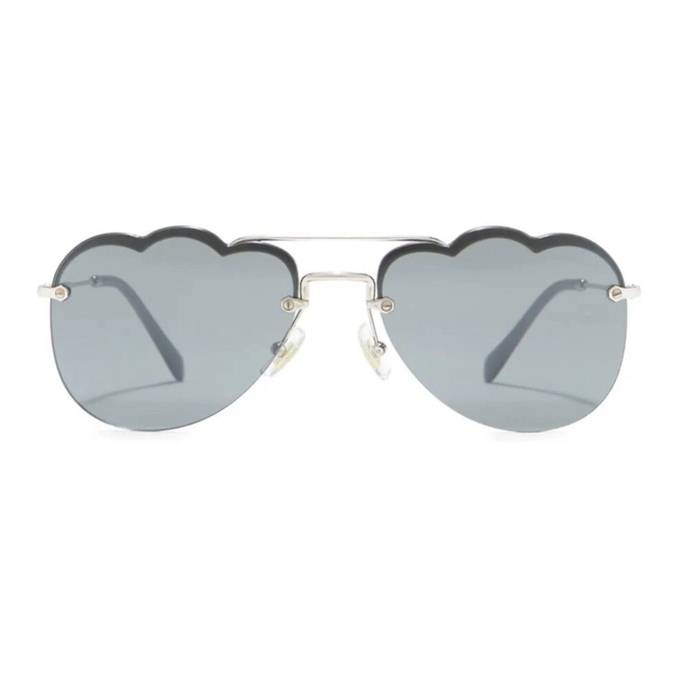 Miu Miu 58mm ☁️ Irregular Cloud Sunglasses DARK GRAY FLASH SILVER pilot aviator